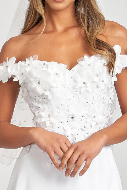 Long Off Shoulder Formal Chiffon Prom Gown