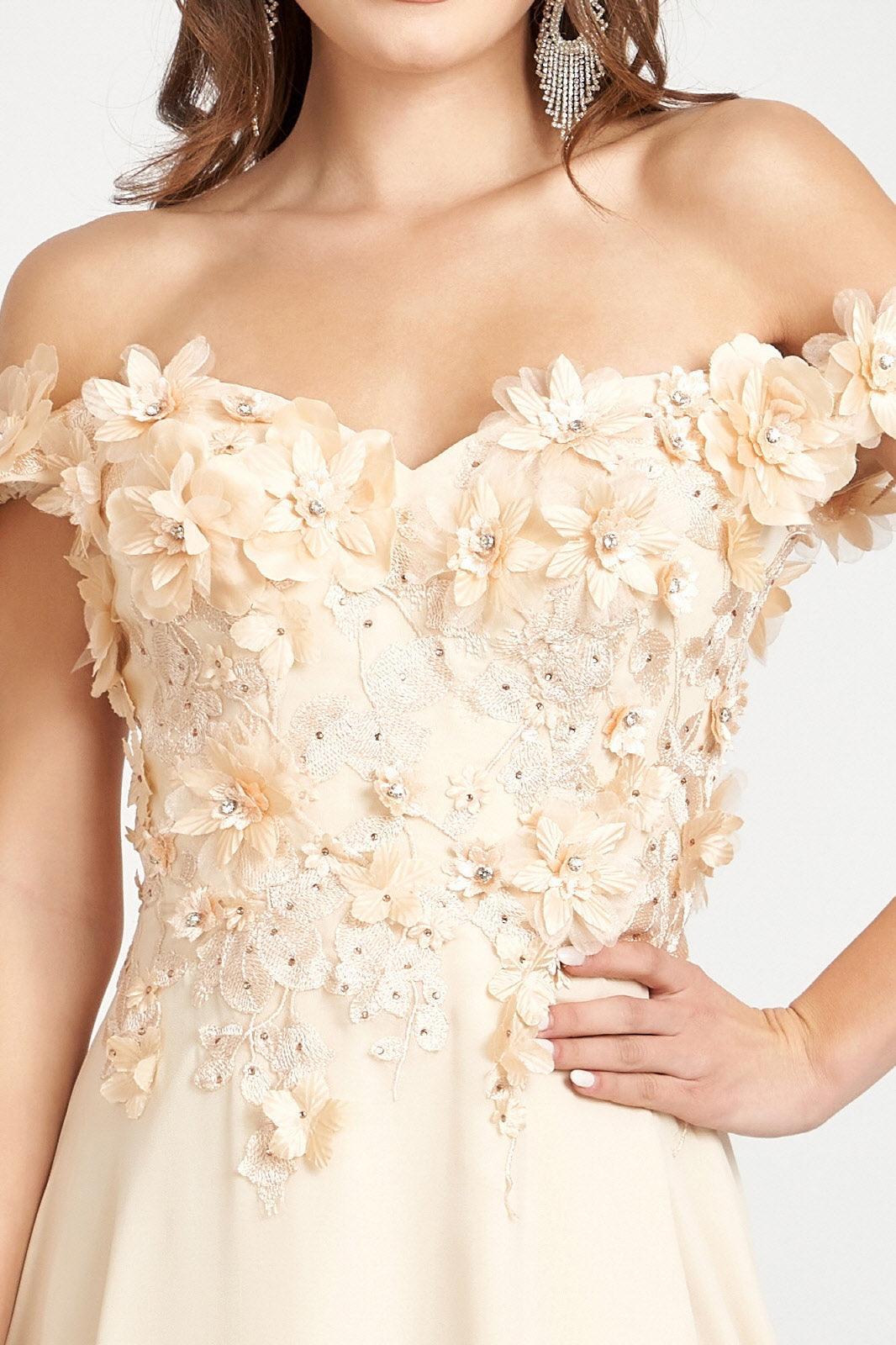 Long Off Shoulder Formal Chiffon Prom Gown