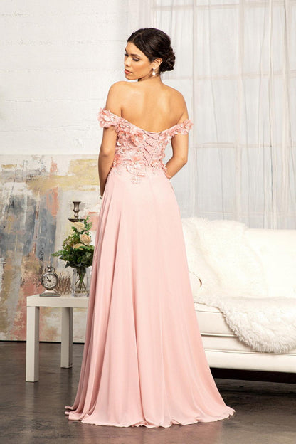 Long Off Shoulder Formal Chiffon Prom Gown
