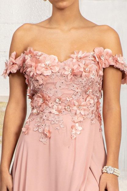 Long Off Shoulder Formal Chiffon Prom Gown