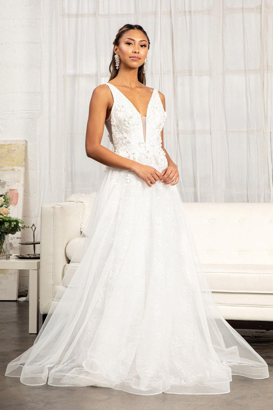 Long Sleeveless A-Line Lace Mesh Prom Gown