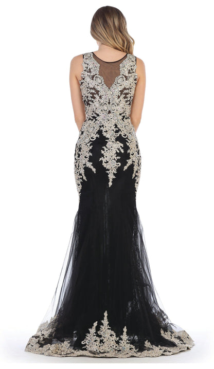 Long Sleeveless Formal Mermaid Lace Prom Dress