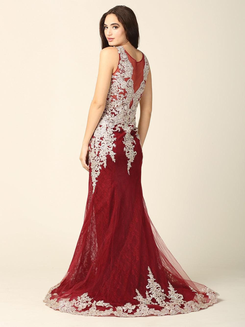 Long Sleeveless Formal Mermaid Lace Prom Dress