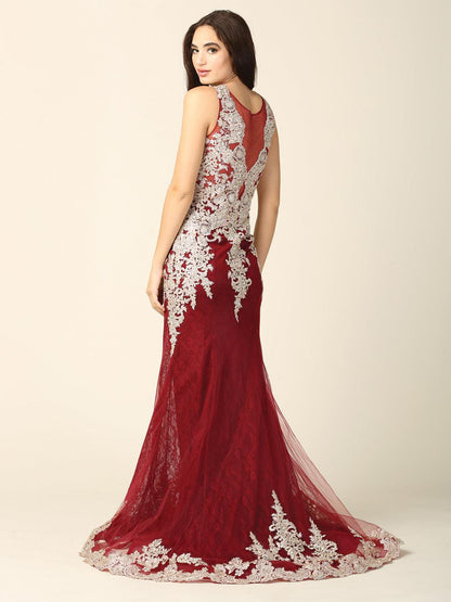 Long Sleeveless Formal Mermaid Lace Prom Dress