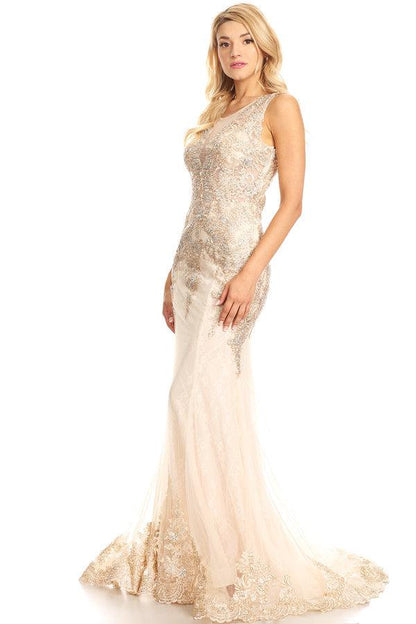 Long Sleeveless Formal Mermaid Lace Prom Dress
