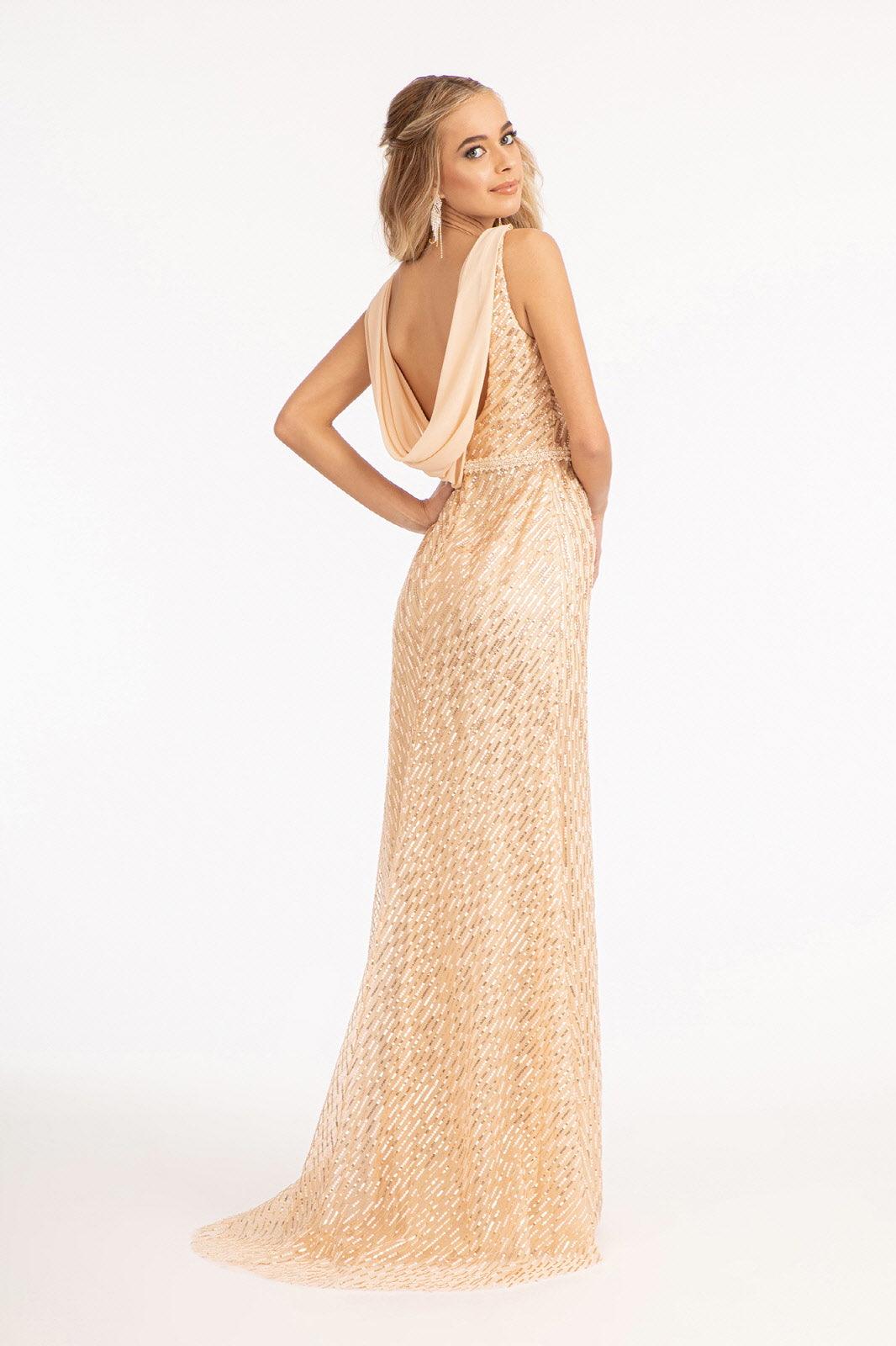 Long Sleeveless Formal Mermaid Mesh Prom Dress
