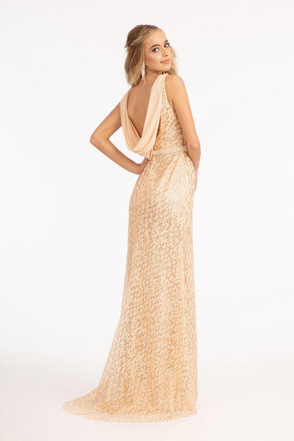Long Sleeveless Formal Mermaid Mesh Prom Dress