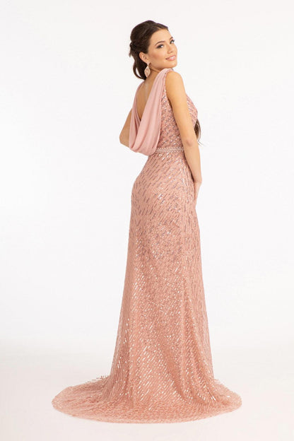 Long Sleeveless Formal Mermaid Mesh Prom Dress