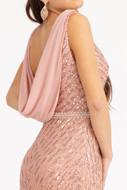 Long Sleeveless Formal Mermaid Mesh Prom Dress