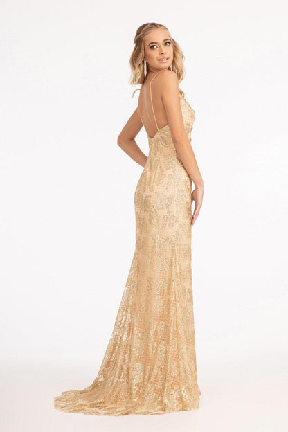 Long Spaghetti Strap Mermaid Mesh Prom Dress