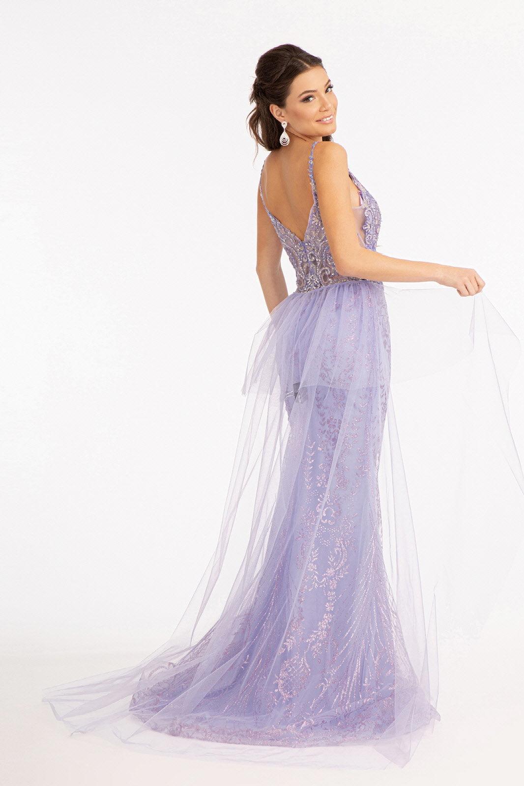 Long Spaghetti Strap Mesh Mermaid Prom Dress