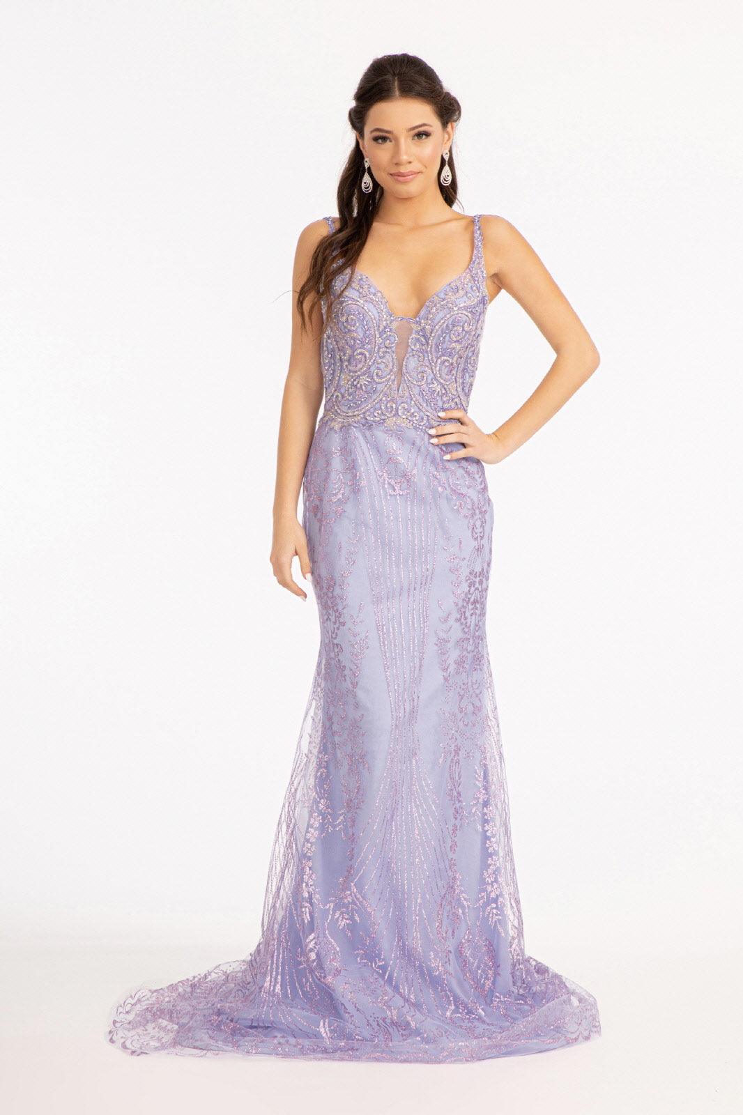Long Spaghetti Strap Mesh Mermaid Prom Dress