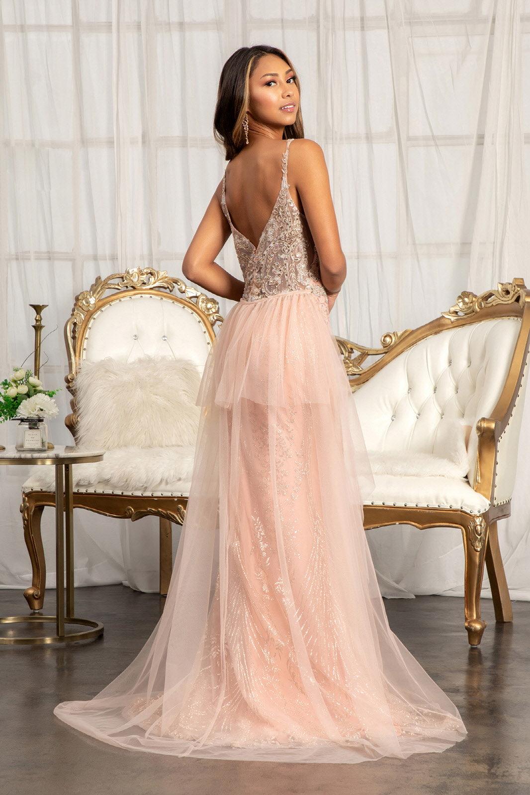 Long Spaghetti Strap Mesh Mermaid Prom Dress