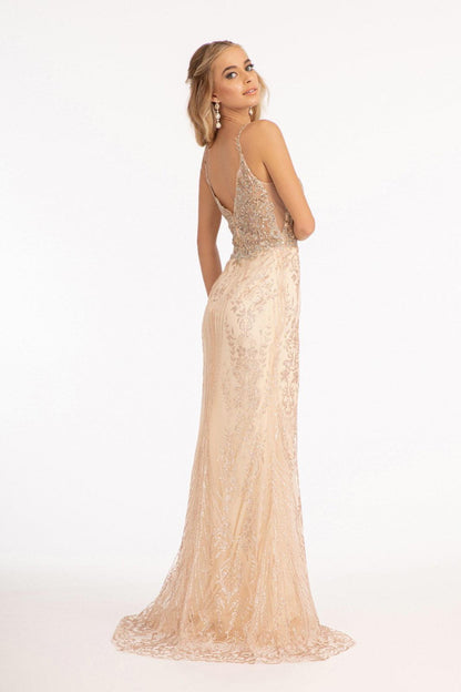 Long Spaghetti Strap Mesh Mermaid Prom Dress