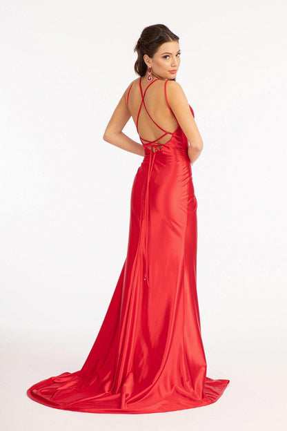 Long Spaghetti Strap Satin Mermaid Prom Dress