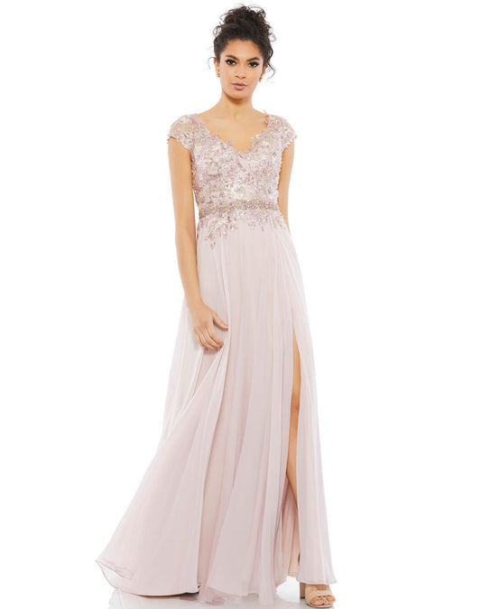 Long Cap Sleeve Chiffon Formal Gown Cap Sleeves Mac Duggal 79365