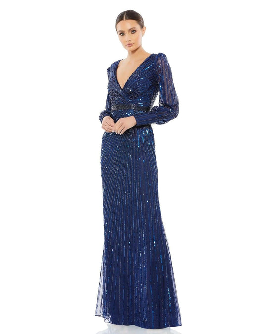 Long Formal Beaded Evening Dress Beaded Detail Mac Duggal 5501