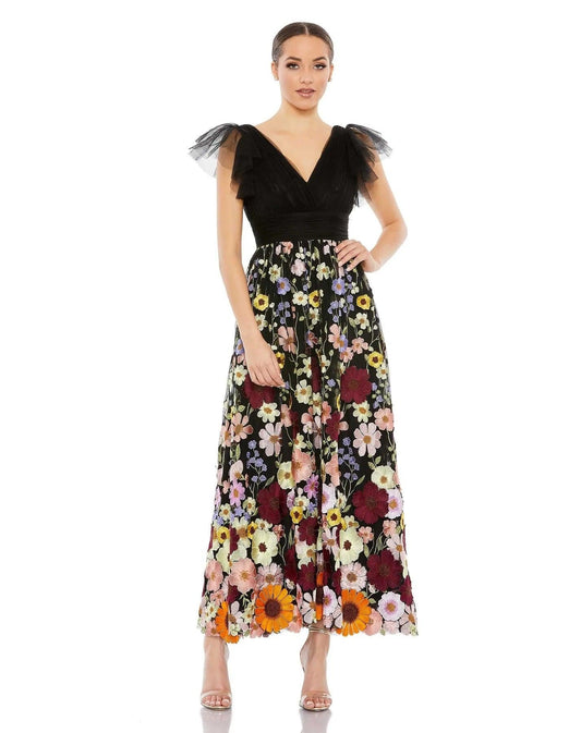 Long Formal Floral Prom Dress Floral Detail Mac Duggal 68204