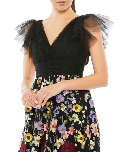 Long Formal Floral Prom Dress Floral Detail Mac Duggal 68204