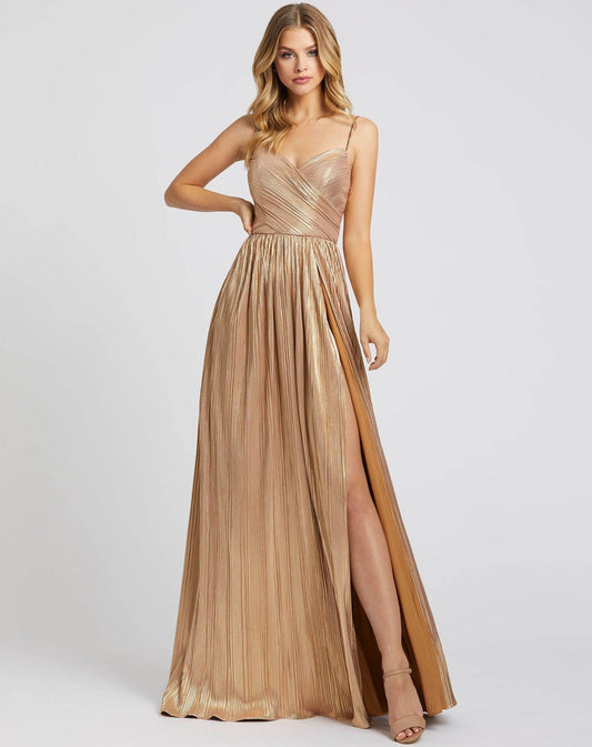 Long Formal Metallic Prom Dress Metallic Fabric Mac Duggal 26275