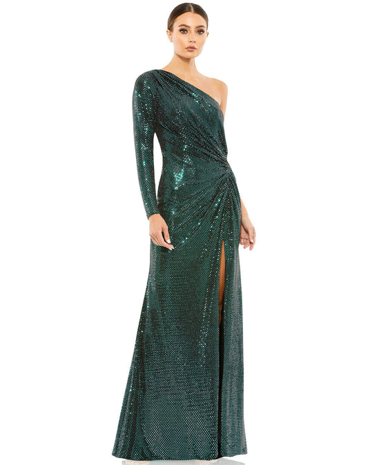 Long Formal One Shoulder Dress One Shoulder Detail Mac Duggal 12501