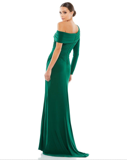 Long One Shoulder Fitted Prom Gown One Shoulder Detail Mac Duggal 26570
