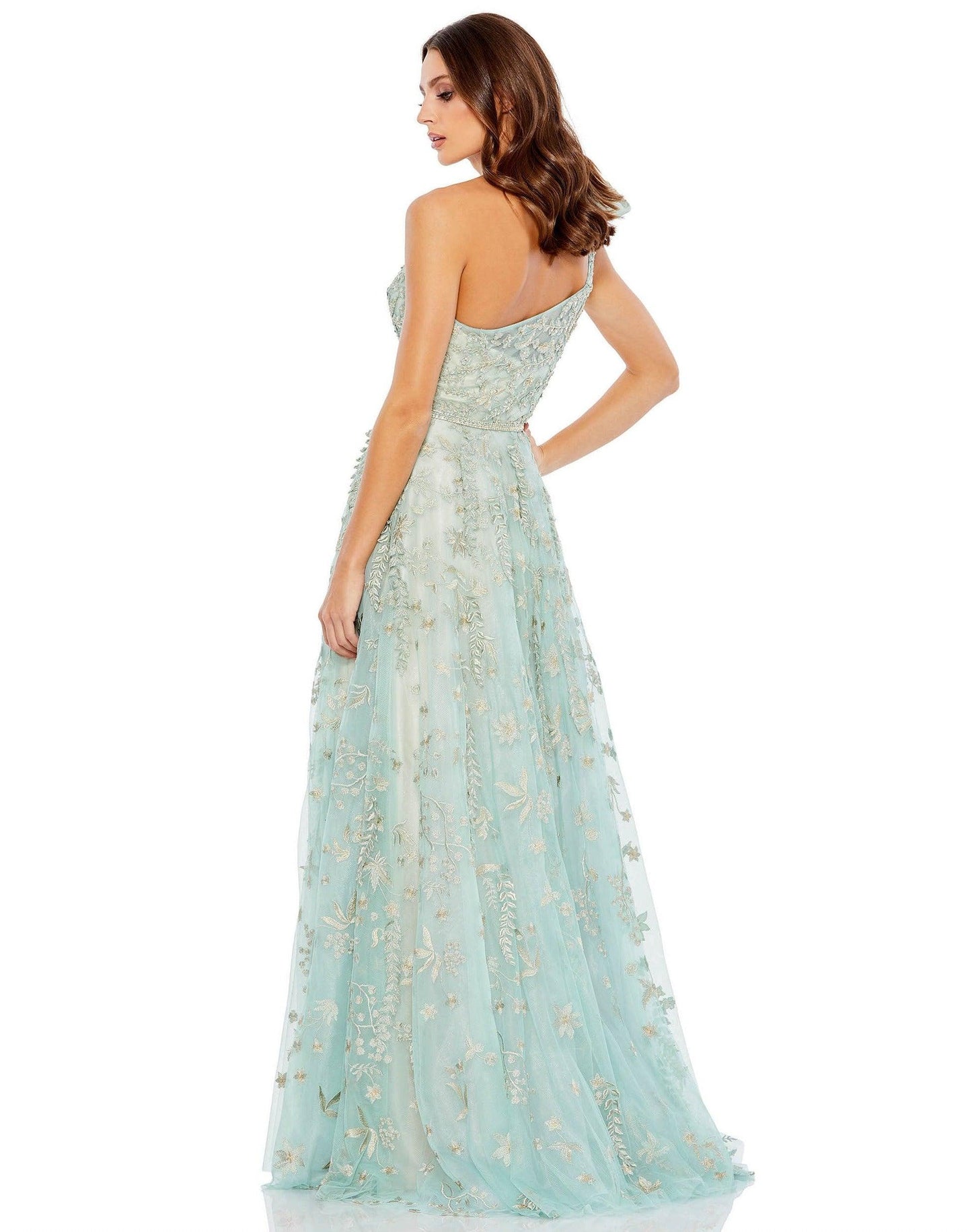 Long One Shoulder Formal Gown One Shoulder Detail Mac Duggal 11177