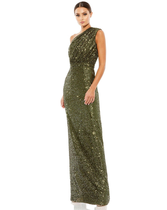 Long One Shoulder Formal Prom Gown One Shoulder Detail Mac Duggal 26694