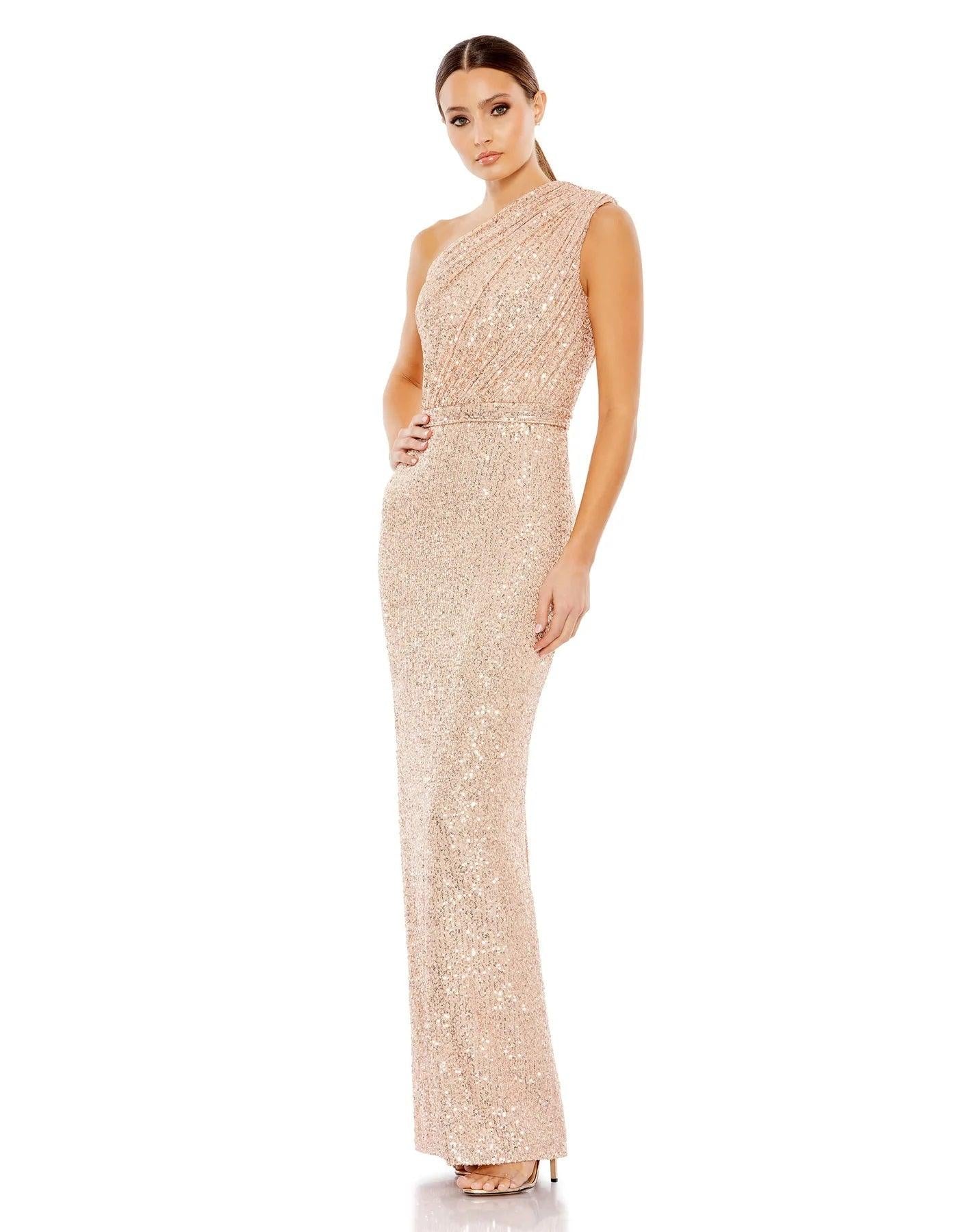 Long One Shoulder Formal Prom Gown One Shoulder Detail Mac Duggal 26694