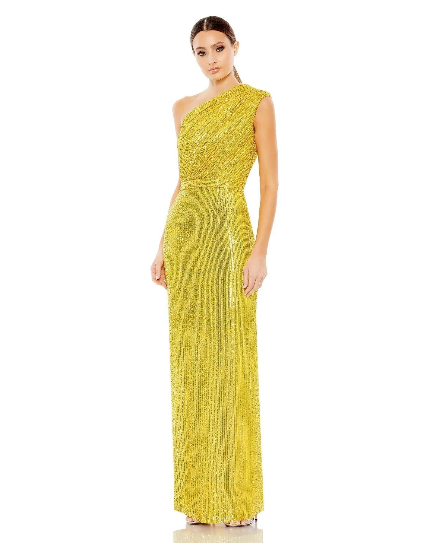 Long One Shoulder Formal Prom Gown One Shoulder Detail Mac Duggal 26694
