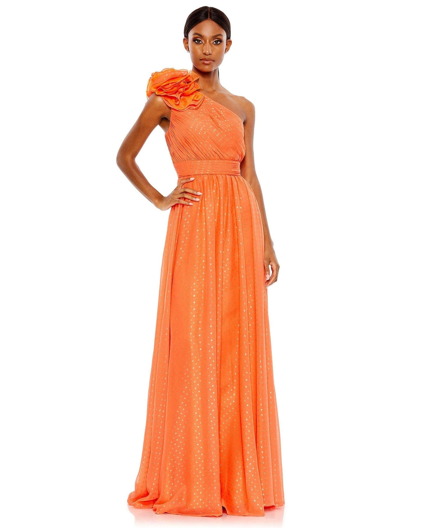 Long One Shoulder Formal Prom Gown One Shoulder Detail Mac Duggal 49536
