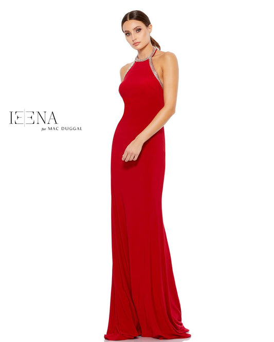 Prom Long Formal Fitted Halter Gown Halter Neckline Mac Duggal 55285