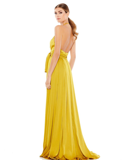 Prom Long Halter Pleated Dress Pleated Detail Mac Duggal 26531
