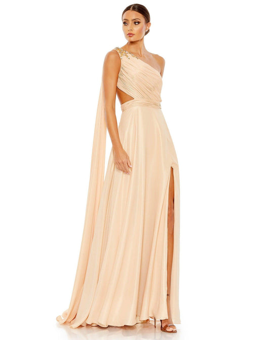 Prom One Shoulder Long Formal Gown One Shoulder Detail Mac Duggal 68053
