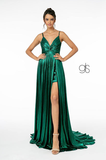 Metalic Lame Long Prom Dress Evening Gown