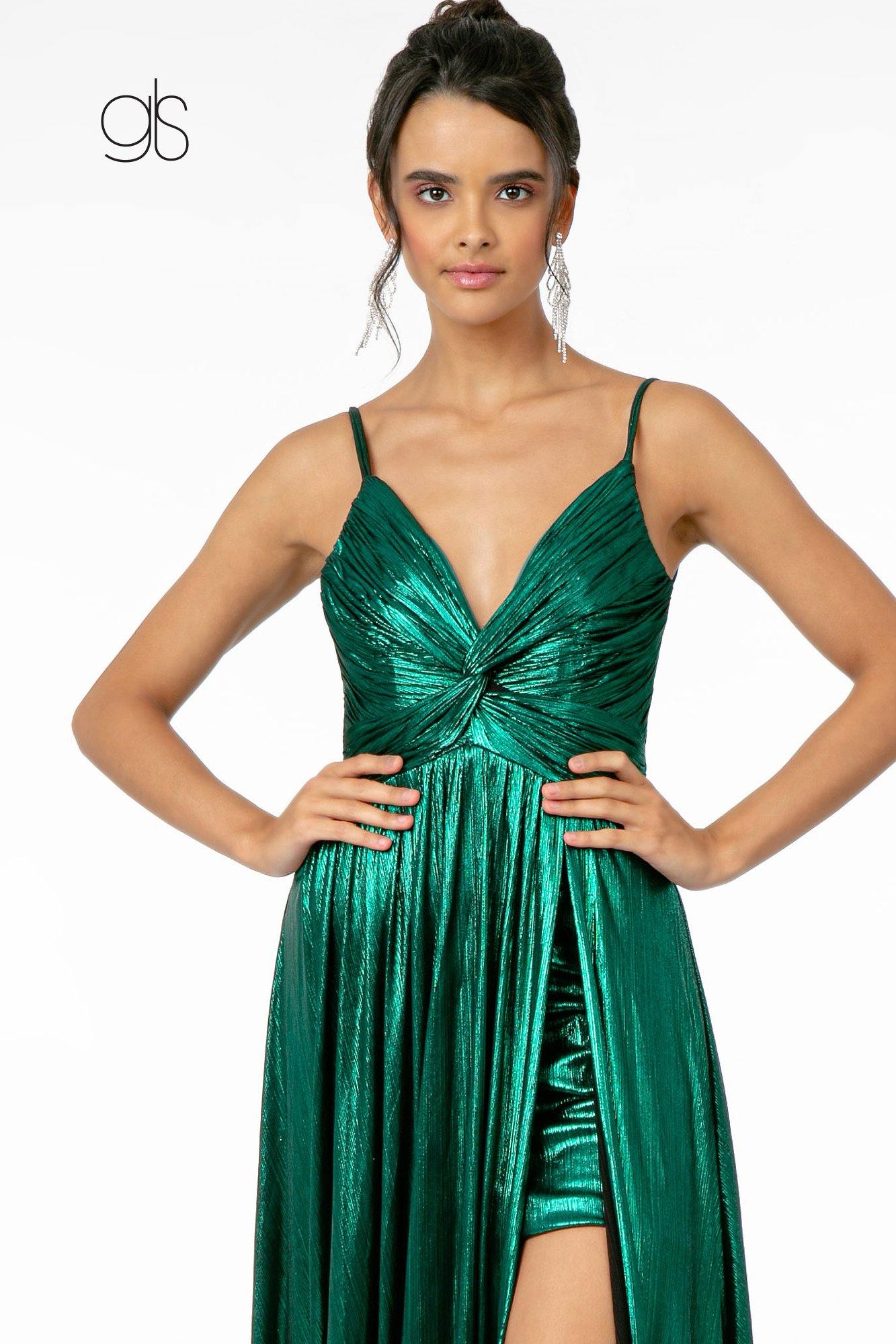 Metalic Lame Long Prom Dress Evening Gown
