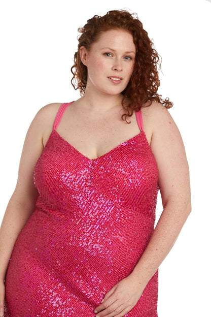 Morgan & Co 13029WM Plus Size High Low Prom Dress