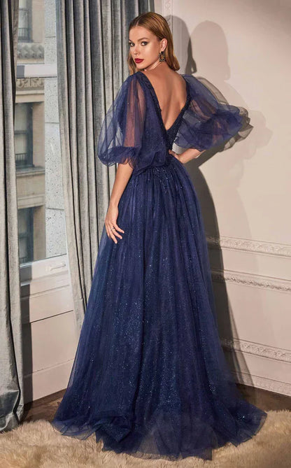 Formal Long Sleeve Mother of the Bride Long Tulle Dress LaDivine CD0182