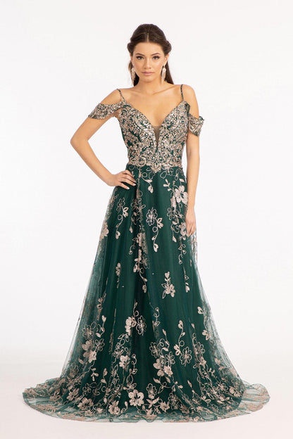 Off Shoulder  A-line Long Prom Dress
