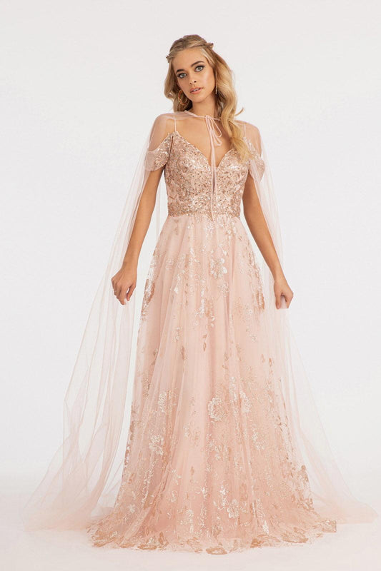 Off Shoulder  A-line Long Prom Dress