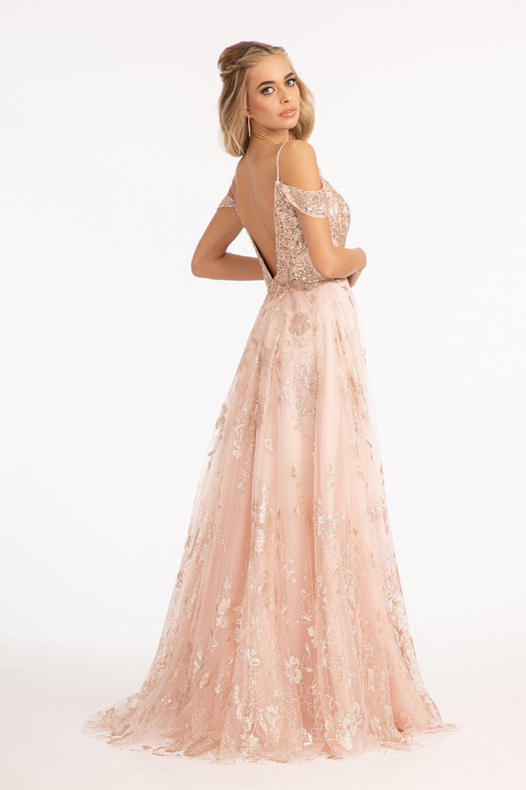 Off Shoulder  A-line Long Prom Dress