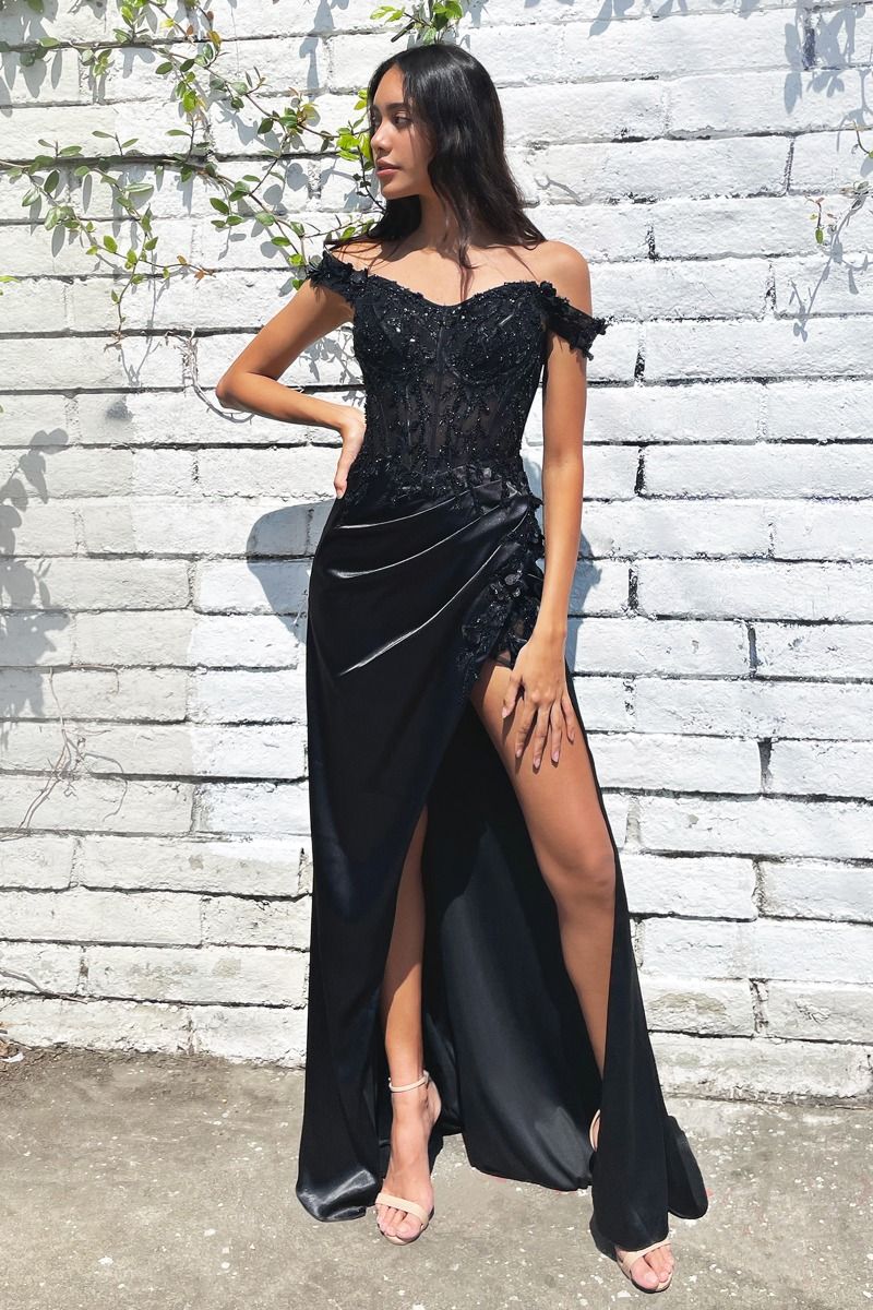 Long Corset Off Shoulder Prom Dress Gown by LaDivine CD0186