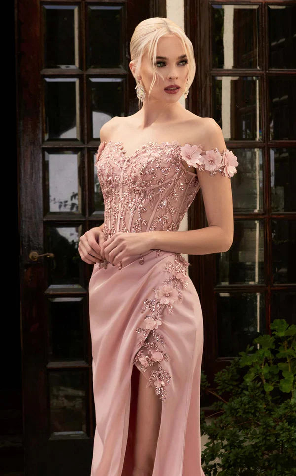 Long Corset Off Shoulder Prom Dress Gown by LaDivine CD0186