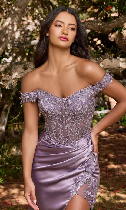 Long Corset Off Shoulder Prom Dress Gown by LaDivine CD0186