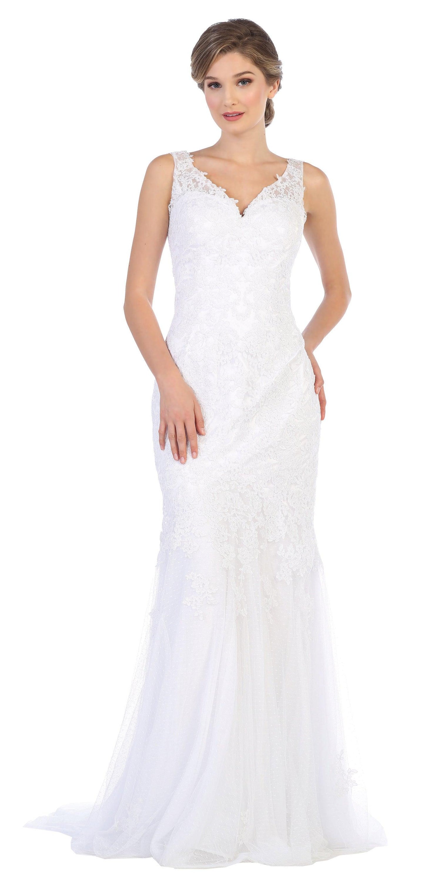 Prom Long Sleeveless Formal Fitted Lace Dress