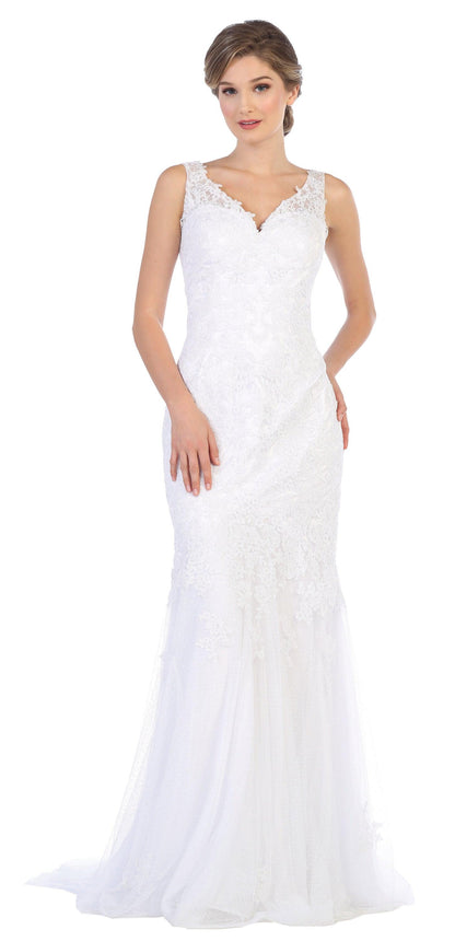 Prom Long Sleeveless Formal Fitted Lace Dress