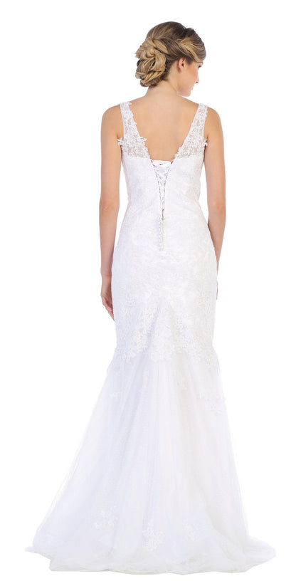 Prom Long Sleeveless Formal Fitted Lace Dress