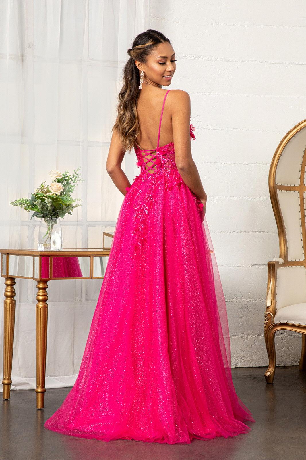 Prom Long Spaghetti Strap Mesh Formal Dress