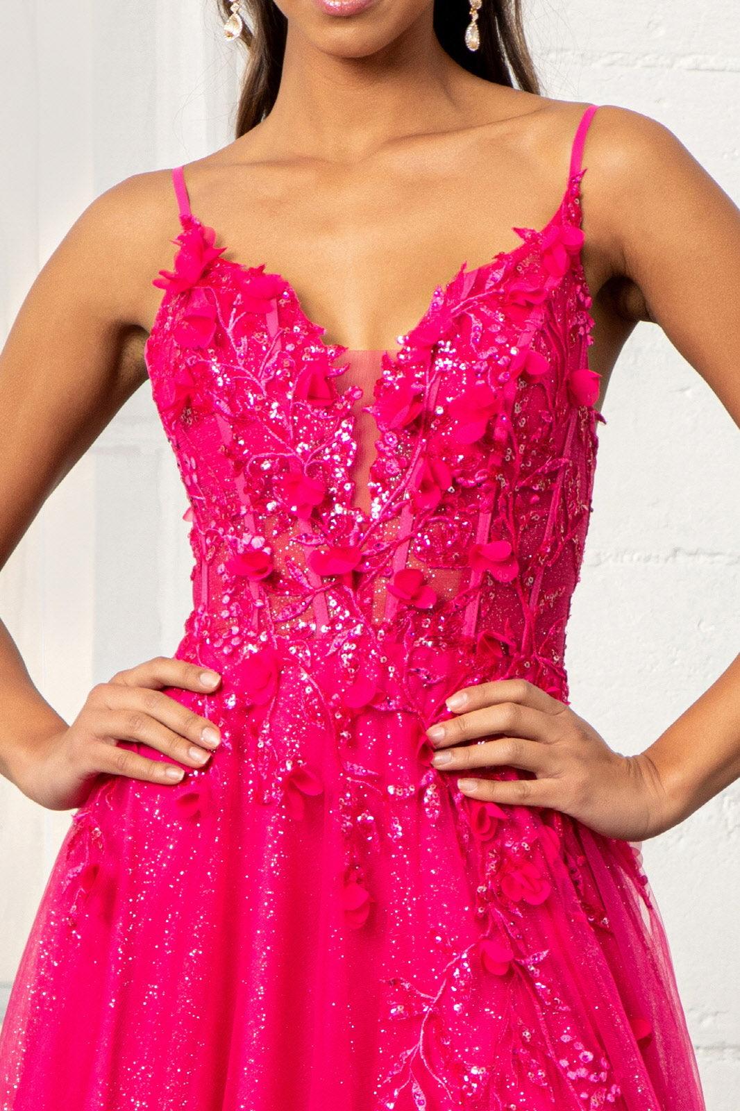 Prom Long Spaghetti Strap Mesh Formal Dress