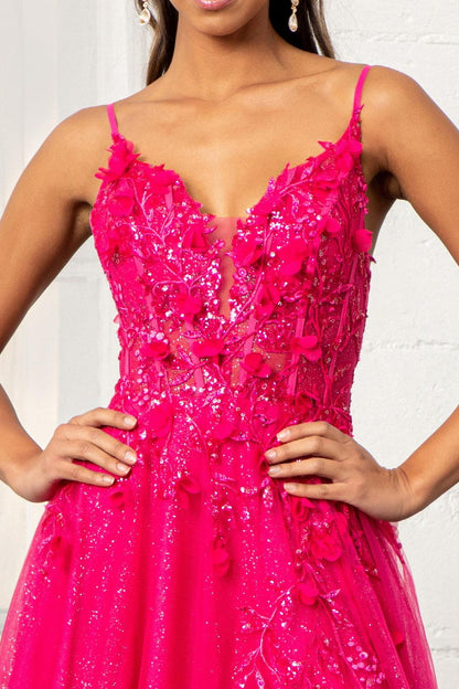 Prom Long Spaghetti Strap Mesh Formal Dress